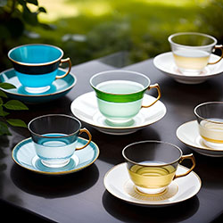 雙層玻璃茶杯和茶碟