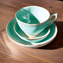 陶瓷花紋茶杯和茶碟