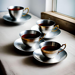 銀制茶杯和茶碟